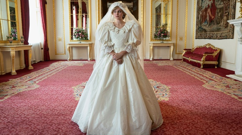 Emma Corrin as Princess Diana in Wedding Dress