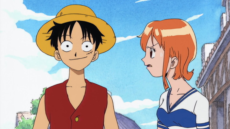 Nami frowning at Luffy