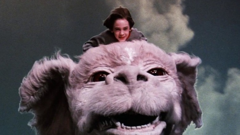 Bastian riding Falkor