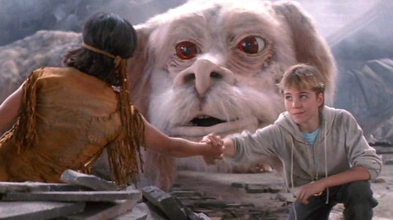 Bastian, Atreyu, and Falkor