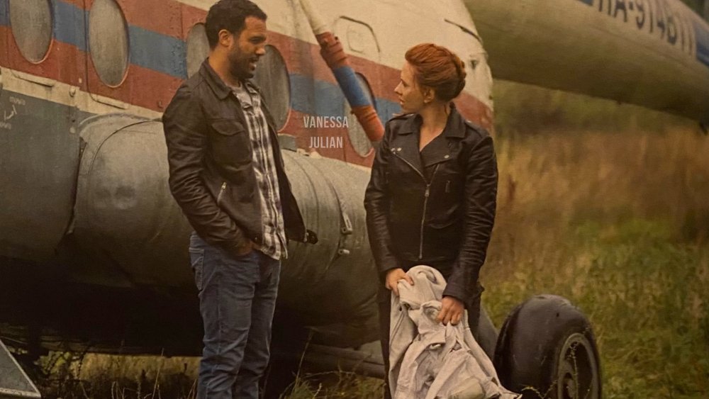 O.T. Fagbenle and Scarlett Johansson in Black Widow