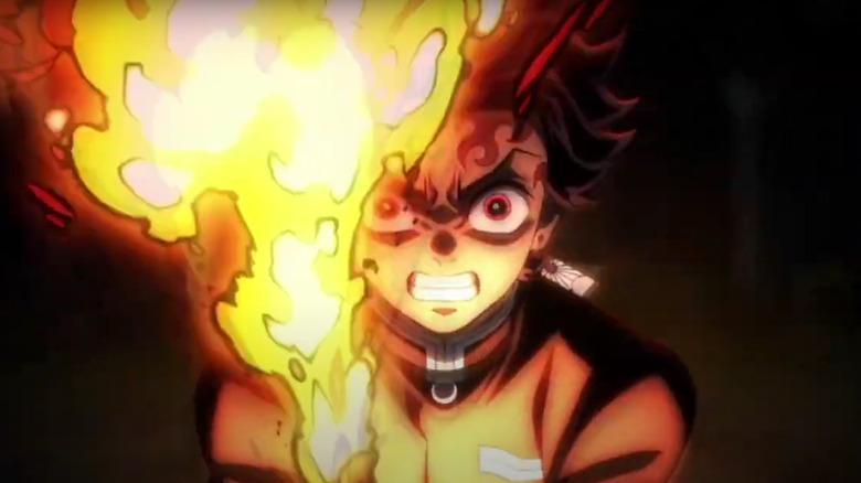 Tanjiro enters his flame stance