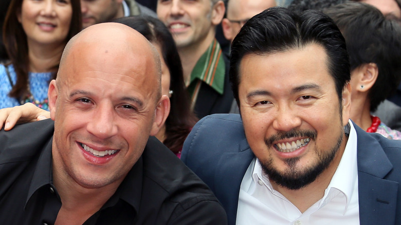 Vin Diesel, Justin Lin embracing