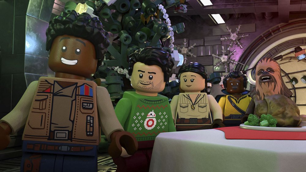 The Millennium Falcon Life Day party in The LEGO Star Wars Holiday Special