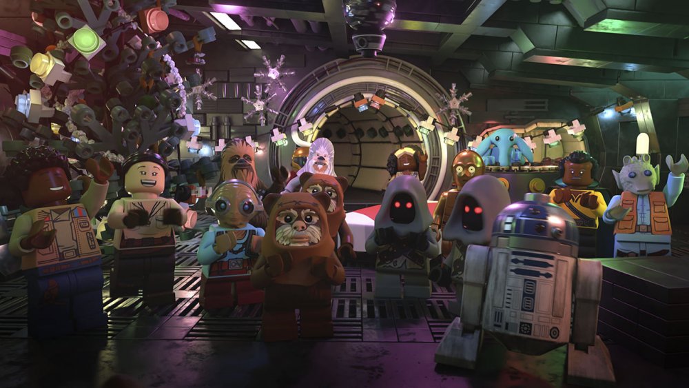 The Millennium Falcon Life Day party in The LEGO Star Wars Holiday Special