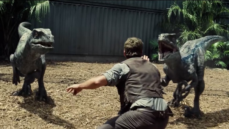 Owen Grady wrangling dinosaurs Jurassic World