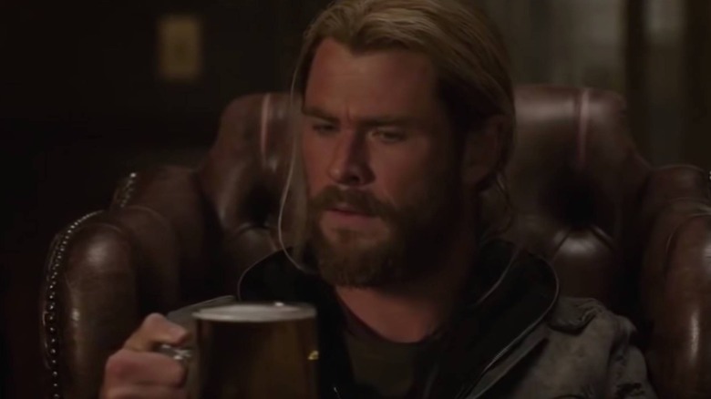 Thor drinking a beer