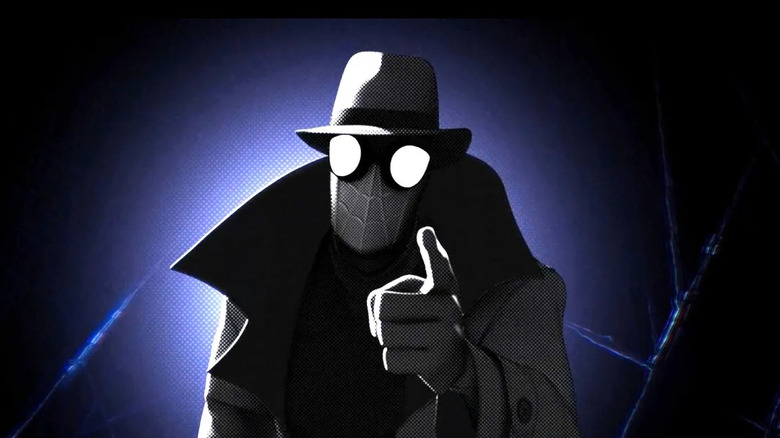 Spider-Man Noir raises finger