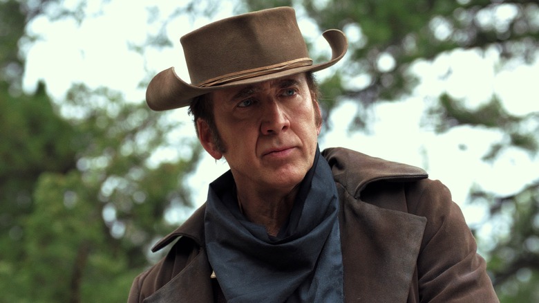 Nicolas Cage wearing hat in "The Old Way"