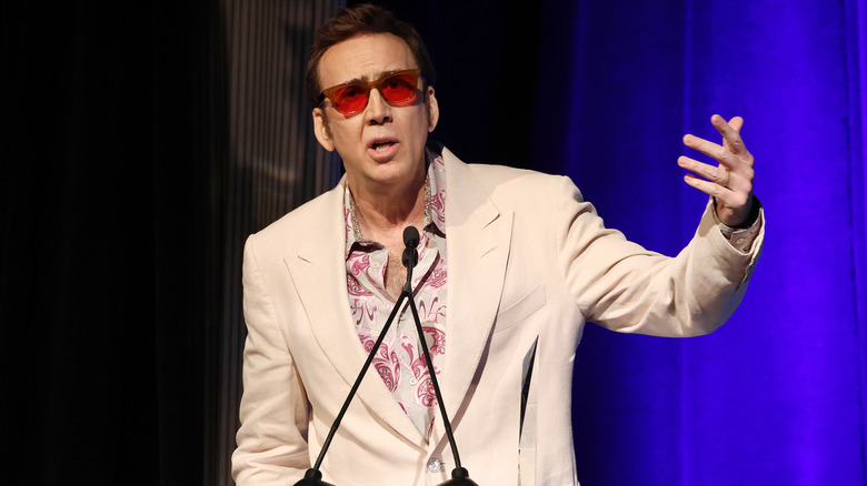 Nicolas Cage giving a speech