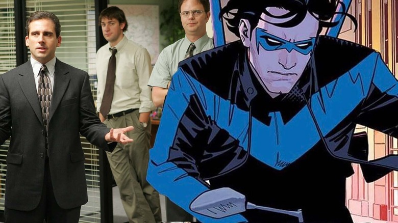 Nightwing alongside the cast of The Office