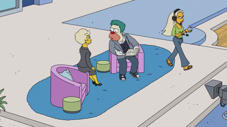 Krusty the Clown yelling at somebody on set