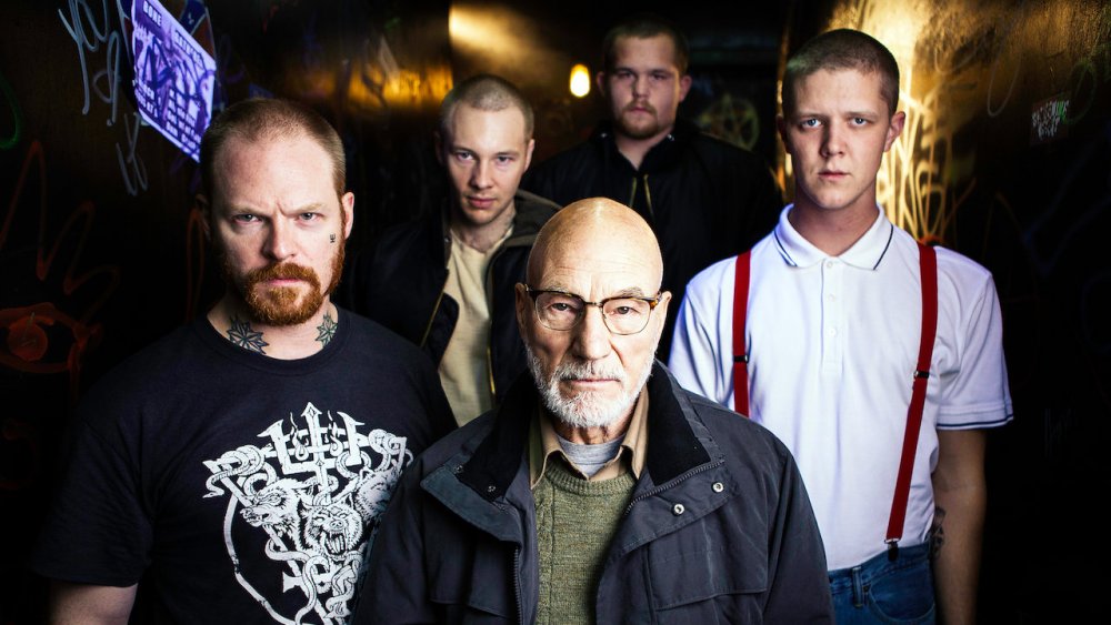 Patrick Stewart as the leader of a group of skinheads in Green Room