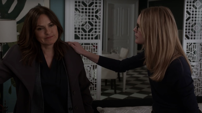 Alex Cabot comforting Olivia Benson