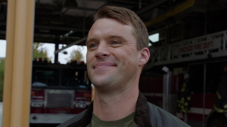 Captain Casey smiles at the firehouse