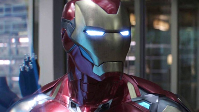 Iron Man wearing his helmet