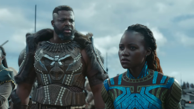 Winston Duke as M'Baku and Lupita Nyong'o in the trailer for Black Panther Wakanda Forever