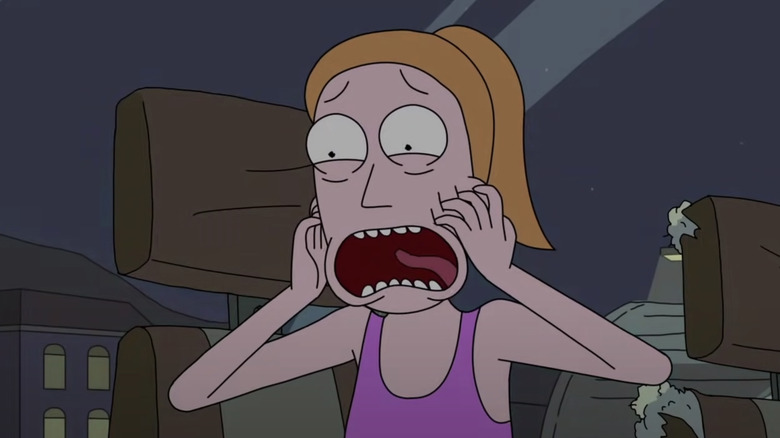 Summer screaming and shocked in Rick and Morty