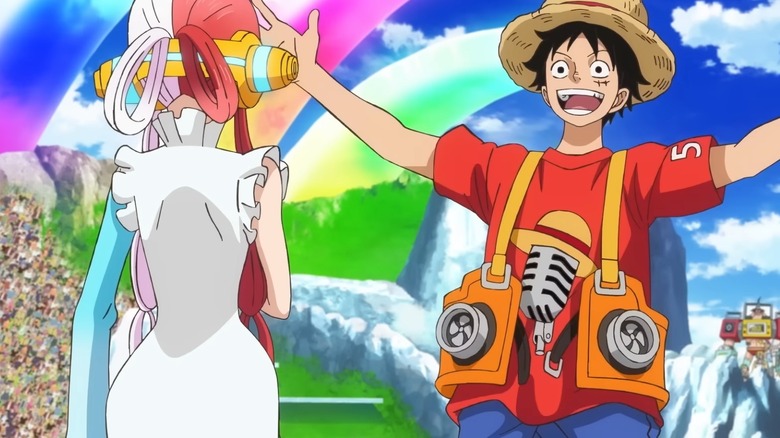 Luffy's arms spread out