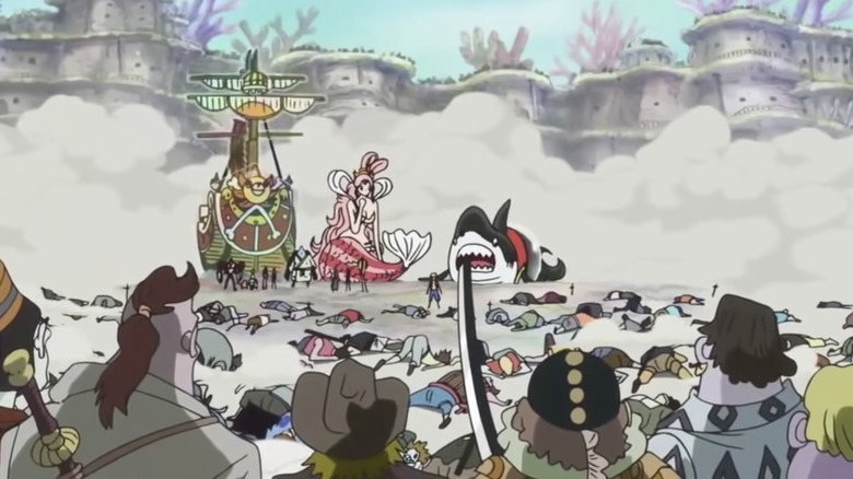 Hundreds of dead fish-men around Luffy