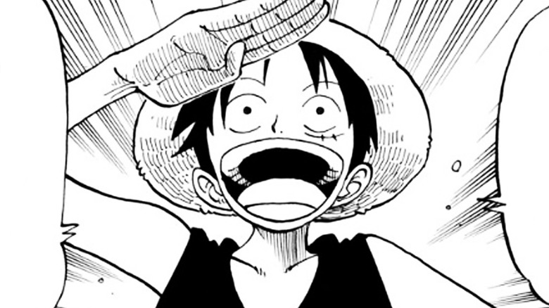 Luffy Salute Yelling in Manga