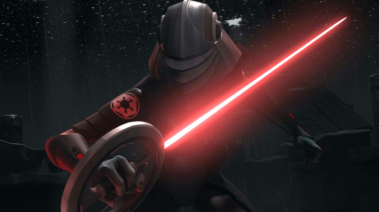 The Eighth Brother wields a red lightsaber