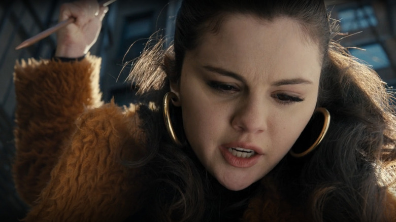 Selena Gomez wields a knitting needle in Only Murders in the Building