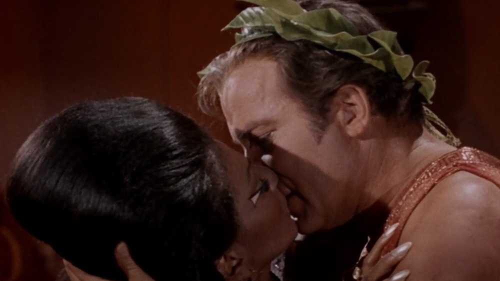 Uhura and Kirk kissing 