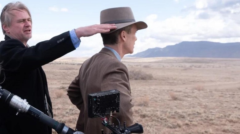 Christopher Nolan and Cillian Murphy on the set of Oppenheimer