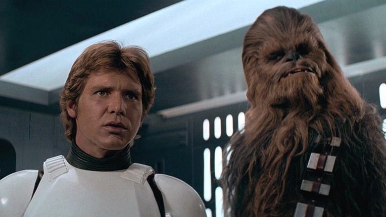 Han Solo and Chewbacca staring