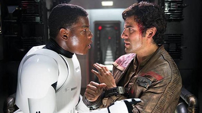 John Boyega and Oscar Isaac as Poe and Finn