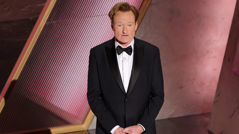 Conan O'Brien speaking onstage during the 97th Annual Oscars at Dolby Theatre on March 02, 2025 in Hollywood, California.