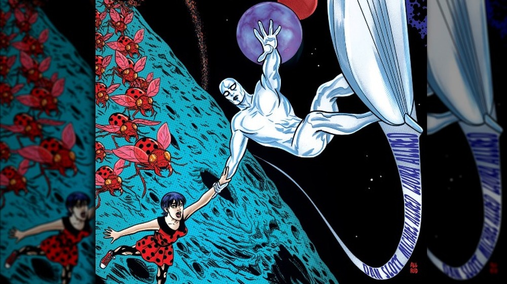 Silver Surfer and Dawn flying