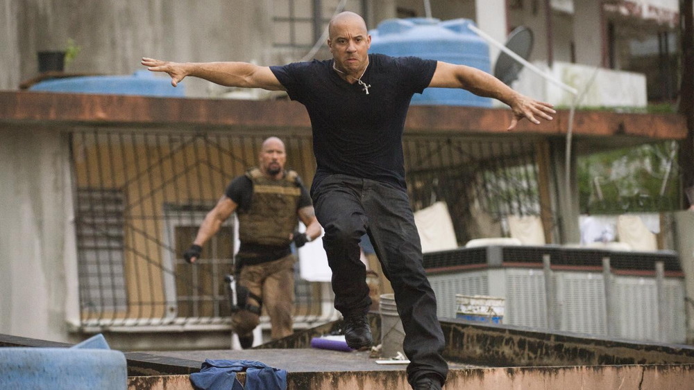 The Rock chasing Vin Diesel