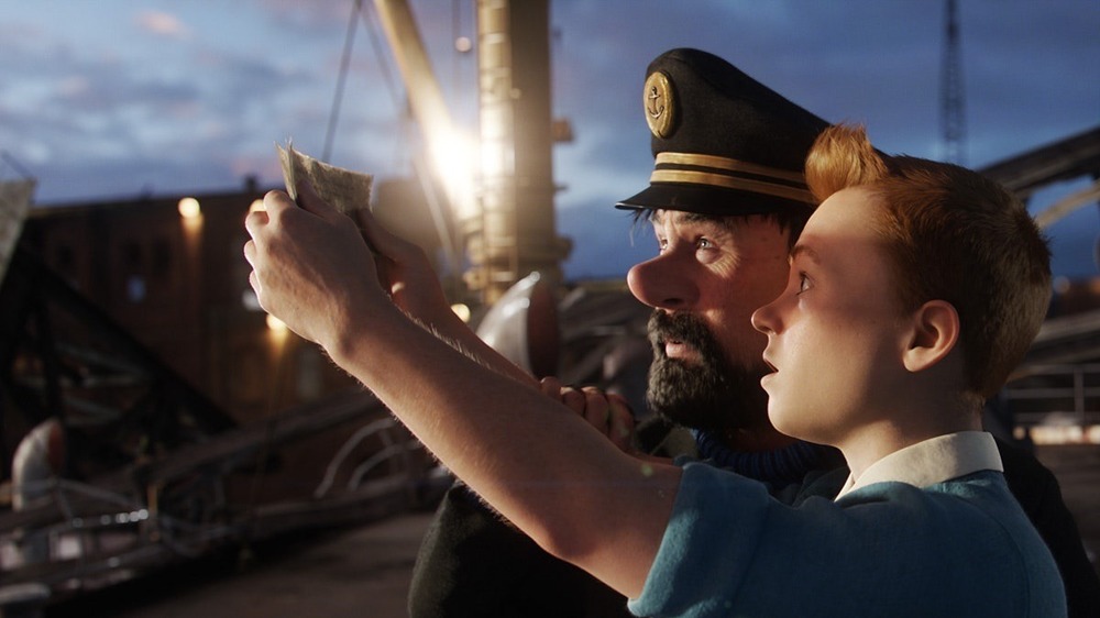 Tintin and Captain Haddock looking