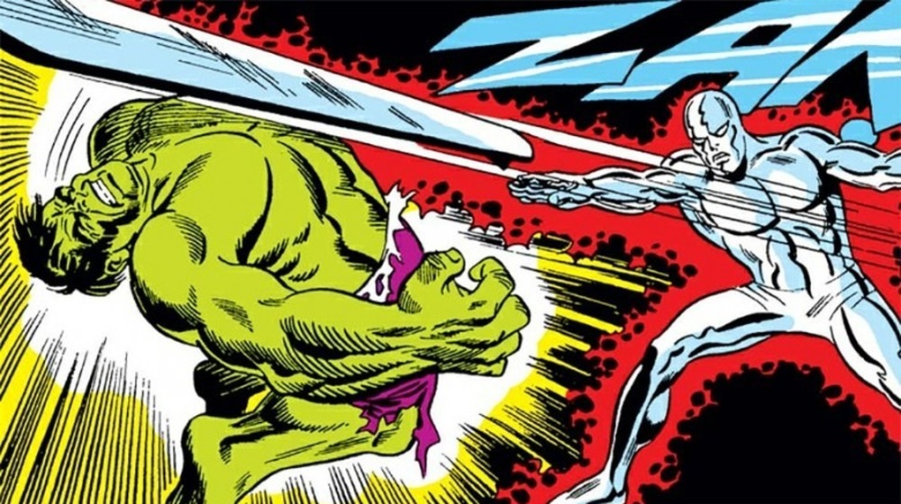 Silver Surfer fighting the Hulk