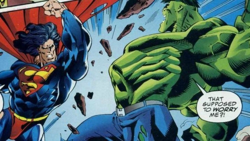 Superman fighting the Hulk