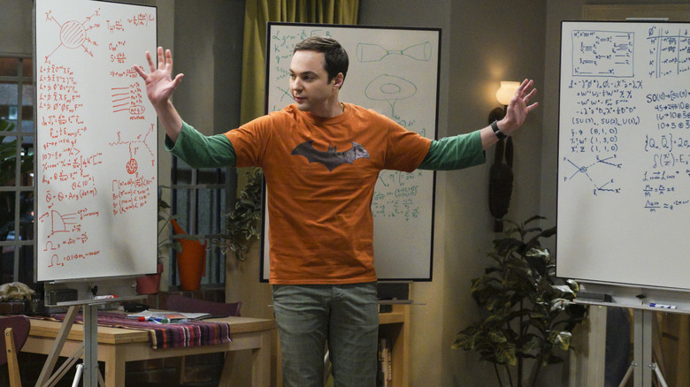 Sheldon holding his arms up