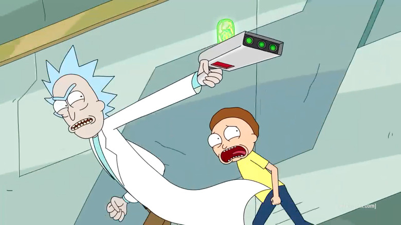 Rick Sanchez pointing portal gun