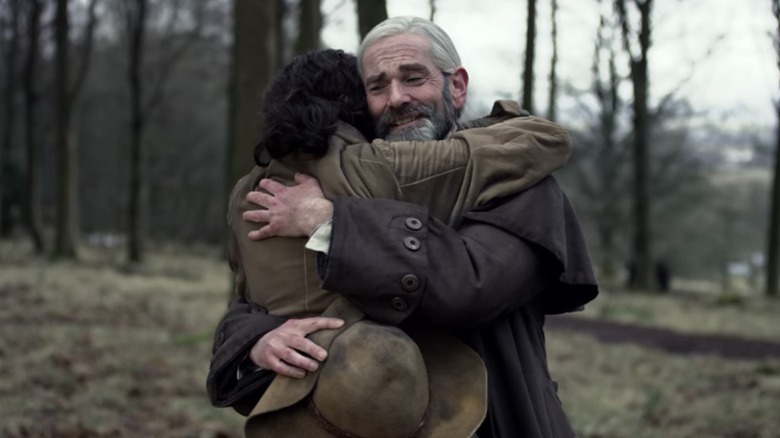 Outlander Murtagh and Claire embrace