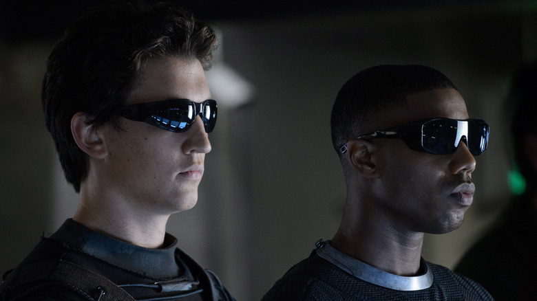 Mr. Fantastic and Johnny Storm with sunglasses on