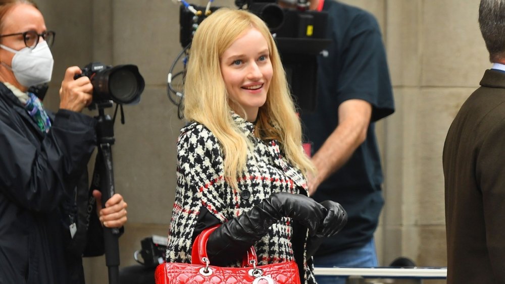 Julia Garner as Anna Delvey on the set of Inventing Anna