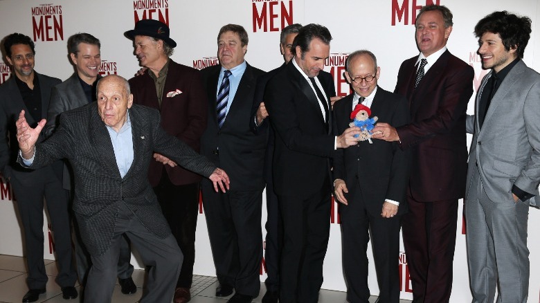 The Monuments Men cast posing with Paddington