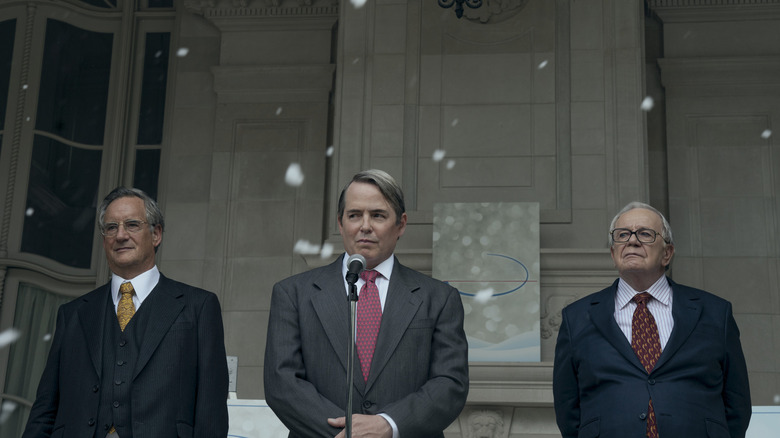 Mortimer, Richard, and Raymond Sackler standing