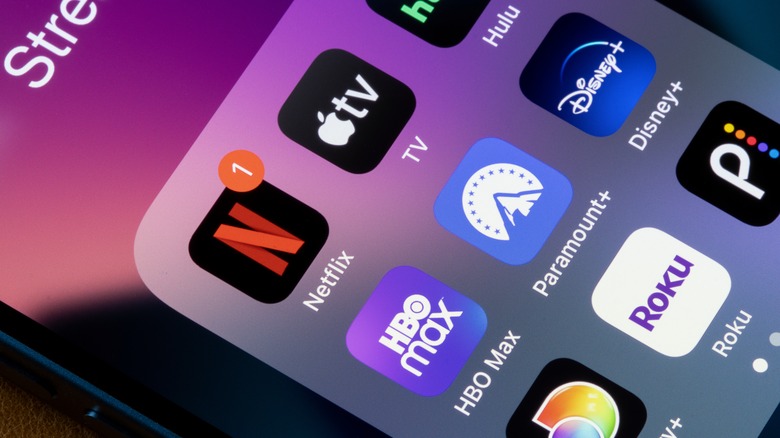 Assorted streaming apps are seen on an iPhone