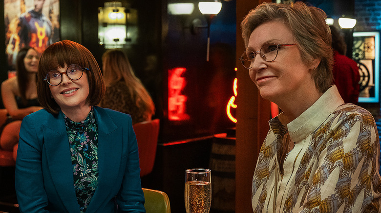 Jane Lynch and Megan Mullally smiling