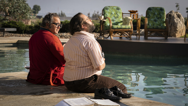 Puzo and Coppola at poolside