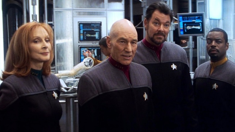 Crusher, Picard, Riker, and La Forge