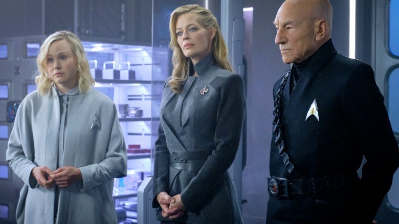 Agnes Jurati, Seven of Nine, and Captain Picard