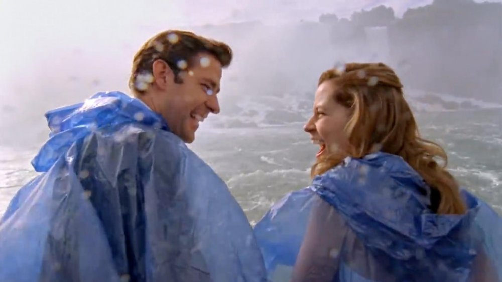 Jim and Pam in ponchos on the Maid of the Mist